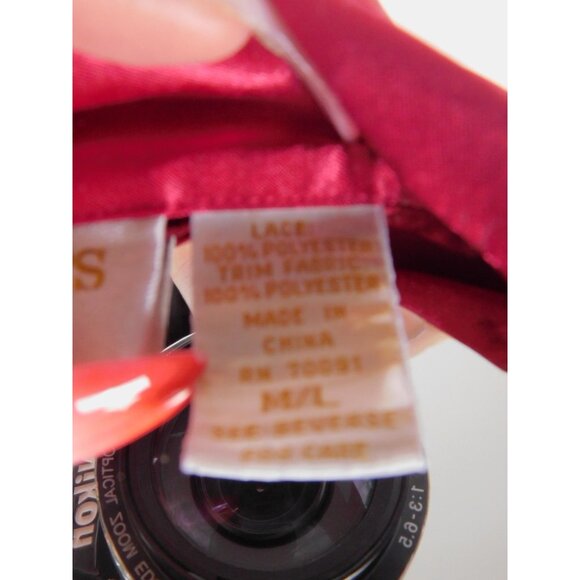 Victoria's Secret Sleep Shirt Womens Medium Large Red Lace Satin Button Front - Picture 11 of 12